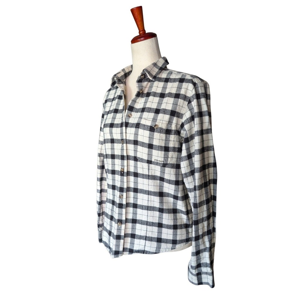 Filson Womens Scout Shirt Black White Plaid Cotton Button Down Size M - Picture 3 of 8